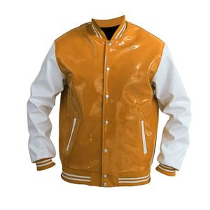 Chaqueta Varsity Unisex de Diseño en Cuero PVC con Cuello Alto y Logotipo Frontal, Ropa Urbana de Alta Calidad a Precio de Mayoreo - Product Image 1