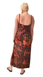 Robe maxi tie-dye peinte à la main style bohème en rayonne et élasthanne pour festivals - Product Image 6