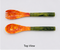 Set Peralatan Sajian Salad Resin Buatan Tangan Imperial Crafted Home, Sendok Gagang Panjang, Aman untuk Mesin Cuci Piring, Ramah Lingkungan, Cocok untuk Pesta, Makan Malam, dan Dapur