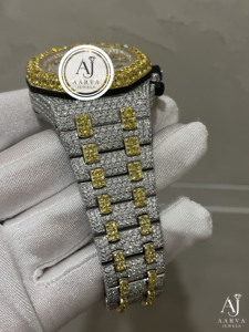 Reloj Aarva Jewels Iced Out VVS con Diamantes de Imitación, Acero Inoxidable, 41 mm, Cuarzo, Analógico, Cronógrafo, Estilo Hip Hop - Product Image 5