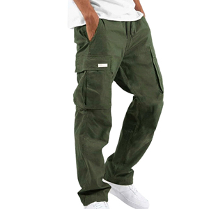 Men <b>Cargo</b> Trousers Wholesale Custom Multi Pocket Streetwear Casual <b>Pants</b> <b>Elastic</b> <b>Waist</b> OEM ODM Private Label Factory Supplier - Product Image 1
