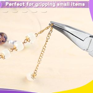 Alicates de punta curva miniatura para cirugía, herramienta para hacer joyas, envolver alambres y abalorios, con dientes serrados a 45 grados - Product Image 2