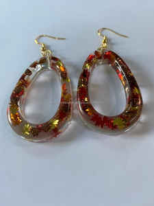 Boucles d'oreilles larme en résine Boucles d'oreilles en perles de résine Boucles d'oreilles en résine cercle couleur rouge - Product Image 5