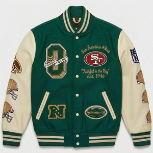College Style <b>Canvas</b> Stand Collar Unisex Casual Athletic Winter Waterproof Varsity <b>Jacket</b> - Product Image 2