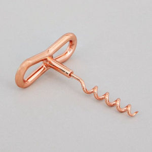 Tire-bouchon élégant en alliage de zinc plaqué cuivre, ouvre-bouteille de vin manuel à torsion et traction avec poignée, accessoire de bar raffiné - Product Image 1