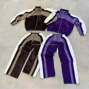 Ensemble veste et pantalon coupe-vent unisexe pour la saison d'automne, design personnalisé avec fermeture éclair, patchwork uni, respirant, extensible dans quatre directions - Product Image 1