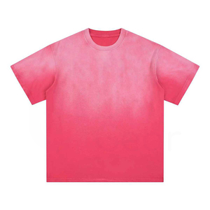 Camiseta de Algodón Lavado con Cuello Redondo, Manga Corta, para Hombre, Estilo Casual, Tie-Dye, Tejido de Punto, Corte Regular, Color Sólido - Product Image 1