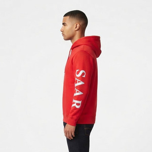 SAAR Industries <b>Red</b> Hooded Men's Casual Fleece Pullover Loose Fit Winter Wear ODM Custom Heavyweight Anti-Pilling 180g <b>Hoodie</b> - Product Image 4