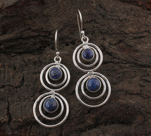 Pendientes de Plata de Ley 925 con Lapislázuli Natural al por Mayor, Estilo Vintage, para Bodas, Fiestas, Piedra de Nacimiento, Idea de Regalo para Mujer - Product Image 2