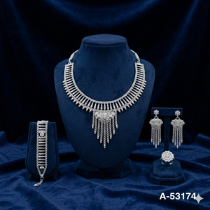 Wholesale MOLL JEWELLERS Bridal Necklace and Bracelet Set with Zircon 24K Gold Plated Trendy 18inches Party Jewelry A-53176 - Product Image 3