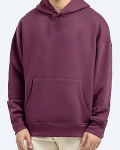 Sweat-shirt à capuche bordeaux pour homme, coupe ample, en coton French Terry, pull décontracté et vêtements décontractés - Product Image 2