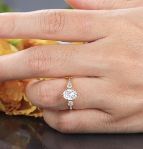 Oval Cut Moissanite <b>Ring</b> 925 Sterling <b>Silver</b> <b>Solitaire</b> Engagement <b>Ring</b> Elegant Minimalist Wedding Jewelry Gift for Her - Product Image 2