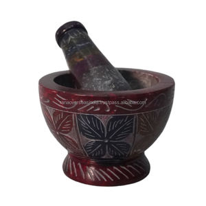 Ensemble moteur et pilon en stéatite de qualité supérieure de meilleure qualité avec sculpture à la main pour le broyeur de graines de légumineuses de médecine d'épices - Product Image 3