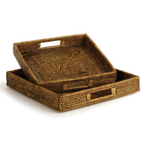 Natural <b>Large</b> Fruit Handmade Rattan Serving <b>Trays</b> - Product Image 1
