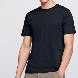 Camiseta Deportiva de Algodón para Hombre, Cuello Redondo, Manga Corta, Corte Ajustado, Color Negro Liso, Estilo Casual de Verano, con Logotipo Personalizado, OEM, ODM, Venta al Por Mayor - Product Image 6