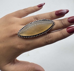Natural Onyx <b>Ring</b> Silver Plated <b>Ring</b> Handmade Wide Chunky Gemstone <b>Ring</b> Designer Big Stone <b>Ring</b> - Product Image 4
