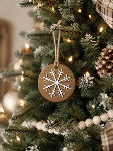 Adornos Navideños Rústicos de Madera Natural, Árbol, Ciervo, Estrella Colgante, Decoración Rústica Hecha a Mano, Regalo Artesanal Grabado, Adornos de Madera - Product Image 6