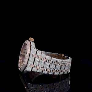Montre de luxe pour homme à cadran carré orné de diamants, boîtier et bracelet en acier inoxydable, mouvement à quartz analogique, chiffres romains, aiguilles de luxe - Product Image 2