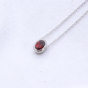 Collier pendentif en argent sterling 925 massif avec grenat naturel ovale serti clos, Memoria Jewels, vente en gros - Product Image 5