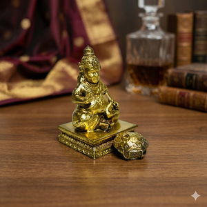 Estatua Decorativa de Dios Hindú Kuber, Bañada en Latón, para el Hogar, Templo, Sala de Pooja, Riqueza Espiritual y Decoración para Regalo - Product Image 4