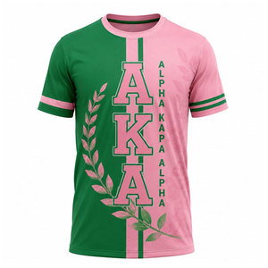 Camiseta de Manga Corta Alpha Aka Rosa Verde, Cuello Redondo, Corte Regular, con Estampado de Letras, Camiseta Informal de Punto para Hombre - Product Image 2