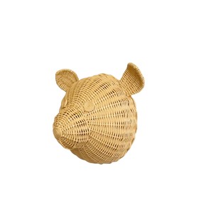 Adorno tejido con forma de oso de peluche para habitación infantil estilo escandinavo, decoración de ratán para niños, material vegetal natural, figura de animal esculpida. - Product Image 2