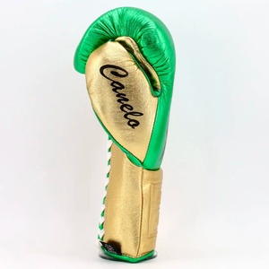 ไม่มีมวยไม่มีชีวิต ถุงมือชกมวยแบบสั่งทำพิเศษ สีเขียวทองพิมพ์ลาย Canelo พร้อมเชือกผูก คุณภาพพรีเมียม สำหรับขาย - Product Image 2
