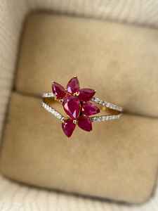 Anillo de Rubí de Lujo, Rubí Natural, Anillo de Compromiso de Plata de Ley 925, Chapado en Oro de 14K, Anillo de Aniversario de Bodas, Regalo - Product Image 6