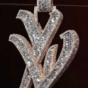 Hip Hop Moissanite Round Brilliant Cut Bezel Setting Pendant & <b>Charm</b> <b>Silver</b> Plated Custom Fine Jewelry for Party Occasion - Product Image 1