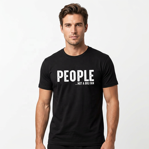 T-shirt en coton noir à manches courtes pour homme, coupe classique, col rond, style jersey imprimé, pour les personnes qui ne sont pas vraiment fans - Product Image 5