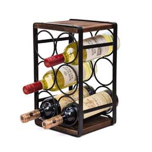 Bamboo Foldable Wine Rack Free Standing Wood Countertop Wine Holder <b>Cabinet</b> Wine Display Shelf Organizer 10 Bottles <b>Storage</b> - Product Image 3