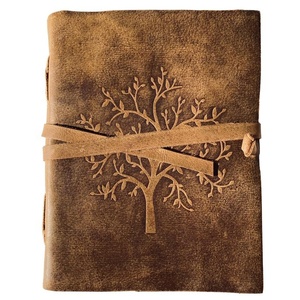 Diario con diseño en relieve del Árbol de la Vida y piedras semipreciosas únicas, con papel de algodón de borde deshilachado para regalos premium. - Product Image 5
