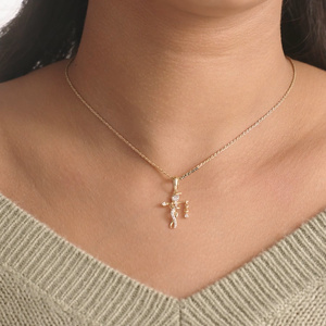 Collier pendentif en diamant cultivé en laboratoire pour femme, motif couple dansant, or 10K-18K plaqué rhodium, bijoux fins romantiques - Product Image 1