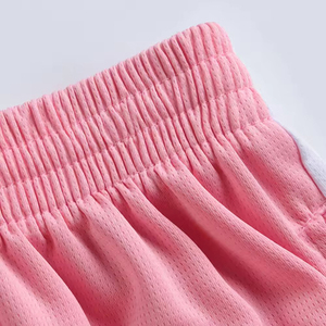 Unisex Basketball Jersey <b>Set</b> V-Neck Sleeveless Gradient Pink <b>White</b> Sublimated Print Breathable Polyester Adult Regular Fit - Product Image 6