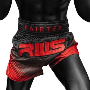 Shorts de Muay Thai Fairtex Rouge Noir Impression par Sublimation Équipement d'Entraînement MMA Kickboxing pour Hommes Polyester Respirant Taille Adulte - Product Image 4