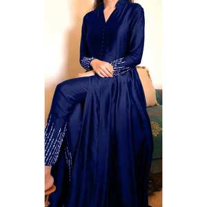 Hermoso Conjunto de Top y Pantalón para Fiesta con Bordado de Hilo y Lentejuelas, Talla XL - Product Image 4