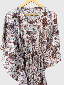 Robe kimono à imprimé floral pour femmes, col en V, taille élastique, longue et ample - Product Image 5