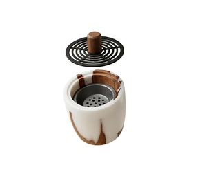 Support d'encens artisanal en bois grainé, diffuseur d'aromathérapie parfum Oud avec couvercle, aspect marbre, décoration de bureau - Product Image 1