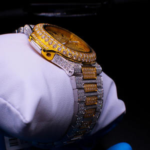 Montre-bracelet mécanique numérique de luxe pour homme, style Hip-Hop, cadran carré en verre, finition glacée argent-or-diamant, bracelet en acier inoxydable - Product Image 5