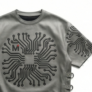 Techwear Oversized Urban Streetwear Circuit Design <b>Tshirt</b> Futuristic Premium High Quality Quick Dry 100% Cotton Men's - Product Image 2