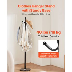 Free Standing Coat Rack with 6 Hooks Stable Marble Base Freestanding Hall Entryway Coat <b>Tree</b> <b>Stand</b> - Product Image 5