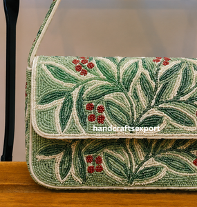 Sac à bandoulière floral perlé fait main avec fermeture magnétique |   Écologique et léger |   Conception de logo personnalisée disponible - Product Image 6