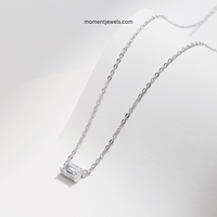 Collier pendentif en argent sterling 925 avec zircon pour femmes, chaîne en argent plaqué, style simple et classique, couleur unie