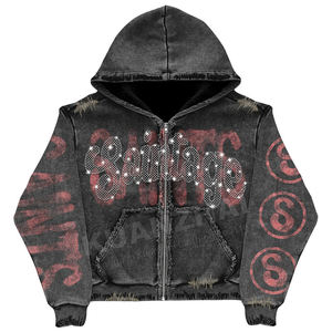 Custom High Quality Acid Wash Hoodie 500GSM Heavyweight Oversized Vintage Distressed French Terry Blank <b>Pullover</b> <b>for</b> <b>Men</b> - Product Image 4