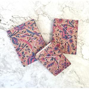 Craft Hackle Floral Fabric <b>Composition</b> <b>Book</b> 3 Different Sizes Elastic Closure Handmade Hardcover Green Blue Pink Print 50 Sheets - Product Image 5