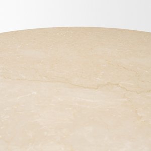 โต๊ะรับประทานอาหารทรงกลมดีไซน์หรูหราทันสมัย ท็อปหินอ่อนโบติซิโน พร้อมฐานลายร่อง สีธรรมชาติ สำหรับห้องครัวและห้องรับประทานอาหาร - Product Image 4