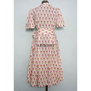 Vestido Midi Casual Moderno para Mujer, Estilo Dulce y Elegante, Estampado a Mano, de Algodón, Tipo Canguro, Natural - Product Image 3