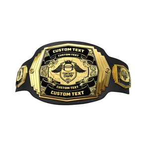 Ceinture de champion de Fantasy Football avec texte personnalisé, ceinture de titre noire et dorée de haute qualité pour les vainqueurs de ligue de Fantasy - Product Image 1