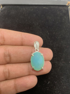 จี้เงินเยอรมันเครื่องประดับอัญมณีทรงวงรีทำด้วยมือ Aqua Sky Sky - Product Image 2