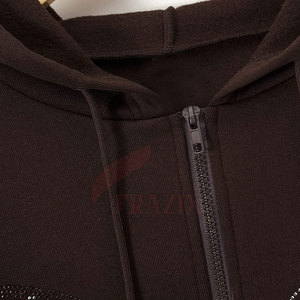 Sudaderas con cremallera de pedrería, mezcla de algodón de alto gramaje, ropa casual de estilo urbano, fabricante, proveedor de fábrica - Product Image 5